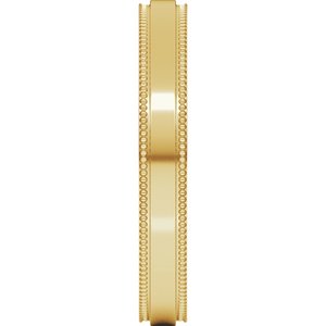 14K Yellow Or White Or Rose Gold Milgrain Stepped-Edge Flat Band