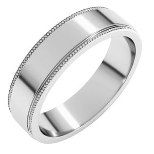 10K White Gold 5 mm Milgrain Flat with Edge Band