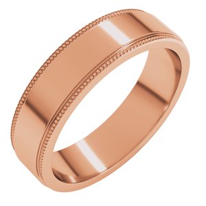 14K Yellow Or White Or Rose Gold Milgrain Stepped-Edge Flat Band