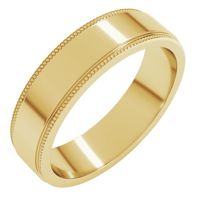10K Yellow Gold Standard Stepped Edge Milgrain Flat Band