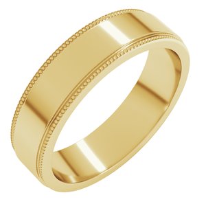 14K Yellow Or White Or Rose Gold Milgrain Stepped-Edge Flat Band