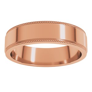 14K Yellow Or White Or Rose Gold Milgrain Stepped-Edge Flat Band