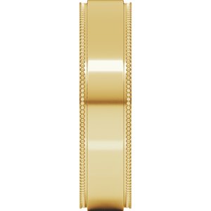 14K Yellow Or White Or Rose Gold Milgrain Stepped-Edge Flat Band