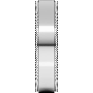 14K Yellow Or White Or Rose Gold Milgrain Stepped-Edge Flat Band