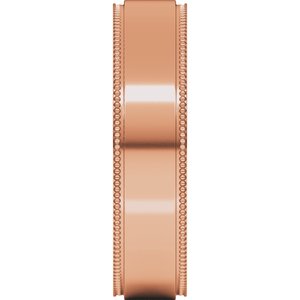 14K Yellow Or White Or Rose Gold Milgrain Stepped-Edge Flat Band