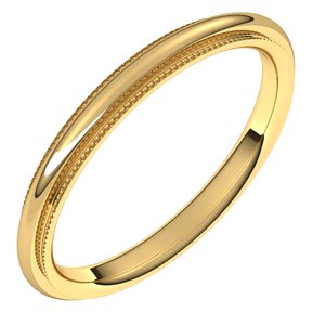 18K Yellow Or White Or Rose Gold Milgrain Stepped-Edge Comfort-Fit Half Round Band