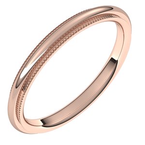 18K Yellow Or White Or Rose Gold Milgrain Stepped-Edge Comfort-Fit Half Round Band
