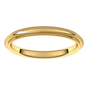 18K Yellow Or White Or Rose Gold Milgrain Stepped-Edge Comfort-Fit Half Round Band
