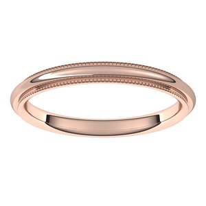 18K Yellow Or White Or Rose Gold Milgrain Stepped-Edge Comfort-Fit Half Round Band