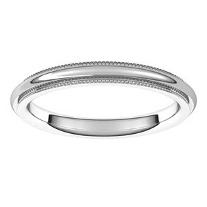 Platinum 2.5 Mm  Milgrain Half Round Comfort Fit With Edge Band Size 6