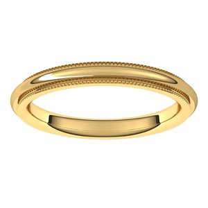 18K Yellow Or White Or Rose Gold Milgrain Stepped-Edge Comfort-Fit Half Round Band