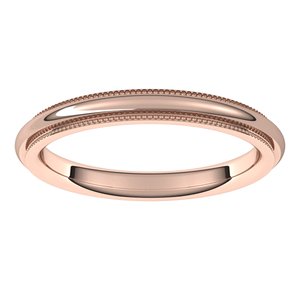 18K Yellow Or White Or Rose Gold Milgrain Stepped-Edge Comfort-Fit Half Round Band