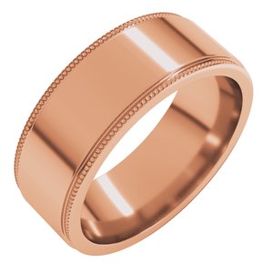 14K Yellow Or White Or Rose Gold Milgrain Stepped-Edge Flat Band