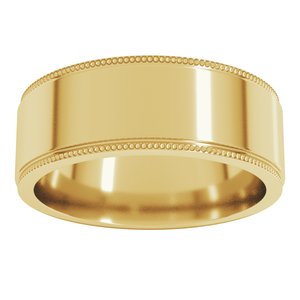 14K Yellow Or White Or Rose Gold Milgrain Stepped-Edge Flat Band