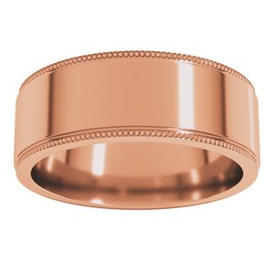 14K Yellow Or White Or Rose Gold Milgrain Stepped-Edge Flat Band