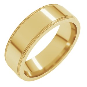 14K Yellow Or White Or Rose Gold Milgrain Stepped-Edge Flat Band