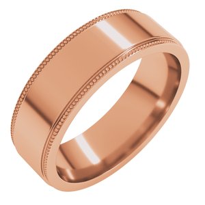 14K Yellow Or White Or Rose Gold Milgrain Stepped-Edge Flat Band