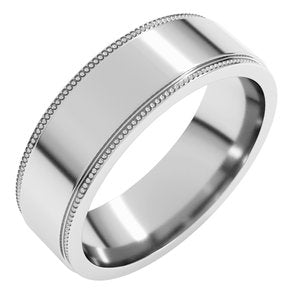 14K Yellow Or White Or Rose Gold Milgrain Stepped-Edge Flat Band