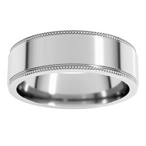 14K Yellow Or White Or Rose Gold Milgrain Stepped-Edge Flat Band