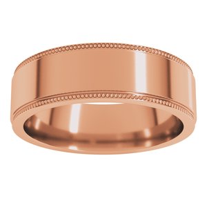 14K Yellow Or White Or Rose Gold Milgrain Stepped-Edge Flat Band