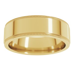 14K Yellow Or White Or Rose Gold Milgrain Stepped-Edge Flat Band