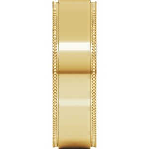 14K Yellow Or White Or Rose Gold Milgrain Stepped-Edge Flat Band