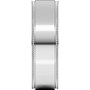 14K Yellow Or White Or Rose Gold Milgrain Stepped-Edge Flat Band