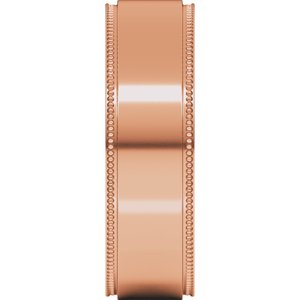 14K Yellow Or White Or Rose Gold Milgrain Stepped-Edge Flat Band