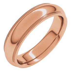 18K Yellow Or White Or Rose Gold Milgrain Stepped-Edge Comfort-Fit Half Round Band