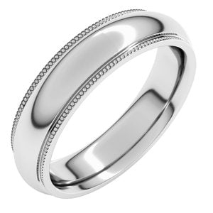 18K Yellow Or White Or Rose Gold Milgrain Stepped-Edge Comfort-Fit Half Round Band