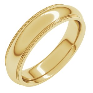 14K Yellow Gold 5 mm Milgrain Half Round Comfort Fit Edge Band Size 10.5