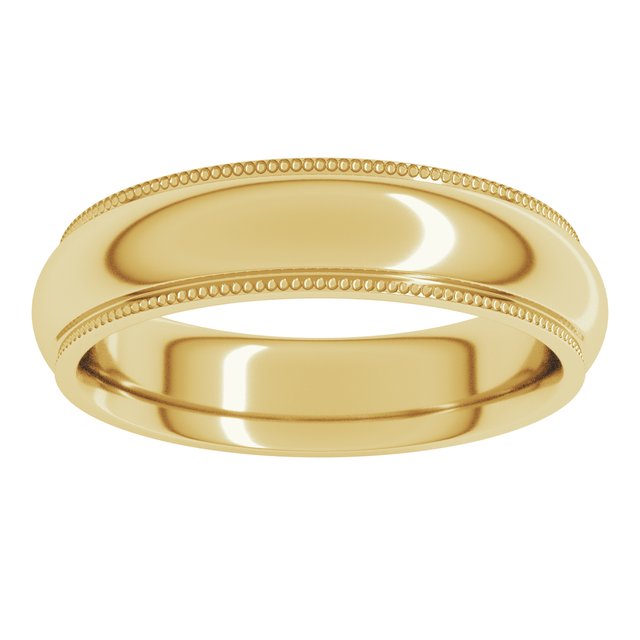 14K Yellow Or White Gold Or Sterling Silver Or Platinum Standard Weight Milgrain Half Round Comfort Fit With Edge Band