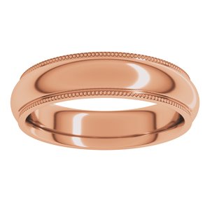 18K Yellow Or White Or Rose Gold Milgrain Stepped-Edge Comfort-Fit Half Round Band