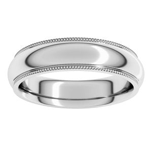 18K Yellow Or White Or Rose Gold Milgrain Stepped-Edge Comfort-Fit Half Round Band