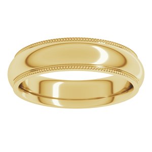 18K Yellow Or White Or Rose Gold Milgrain Stepped-Edge Comfort-Fit Half Round Band