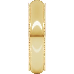 18K Yellow Or White Or Rose Gold Milgrain Stepped-Edge Comfort-Fit Half Round Band