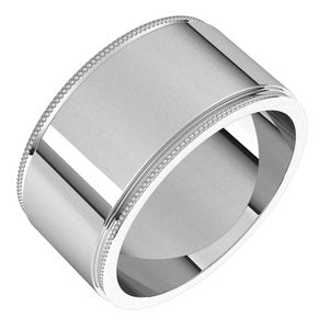 10K Yellow Or White Or Rose Gold Milgrain Stepped-Edge Flat Band