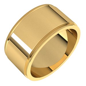 14K Yellow Or White Or Rose Gold Milgrain Stepped-Edge Flat Band