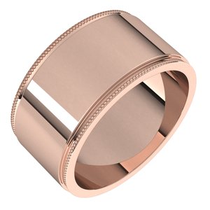 14K Yellow Or White Or Rose Gold Milgrain Stepped-Edge Flat Band