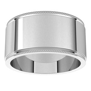 14K Yellow Or White Or Rose Gold Milgrain Stepped-Edge Flat Band