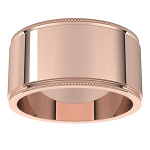14K Yellow Or White Or Rose Gold Milgrain Stepped-Edge Flat Band