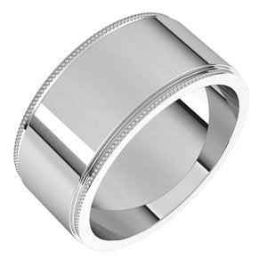 14K Yellow Or White Or Rose Gold Milgrain Stepped-Edge Flat Band