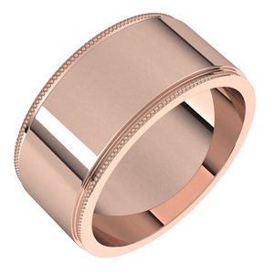 14K Yellow Or White Or Rose Gold Milgrain Stepped-Edge Flat Band