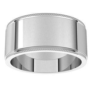 14K Yellow Or White Or Rose Gold Milgrain Stepped-Edge Flat Band