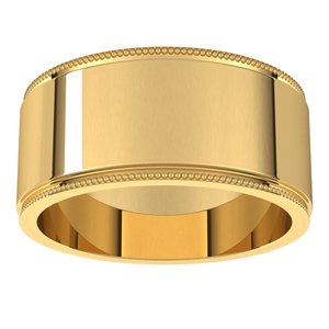 14K Yellow Or White Or Rose Gold Milgrain Stepped-Edge Flat Band
