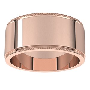 14K Yellow Or White Or Rose Gold Milgrain Stepped-Edge Flat Band