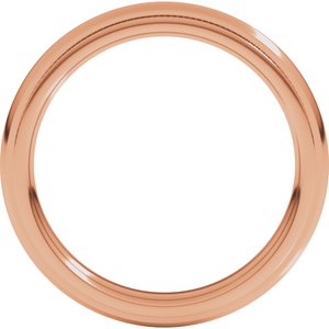 18K Yellow Or White Or Rose Gold Milgrain Stepped-Edge Comfort-Fit Half Round Band