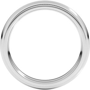18K Yellow Or White Or Rose Gold Milgrain Stepped-Edge Comfort-Fit Half Round Band