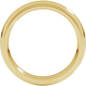 18K Yellow Or White Or Rose Gold Milgrain Stepped-Edge Comfort-Fit Half Round Band