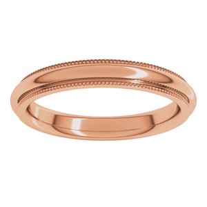 18K Yellow Or White Or Rose Gold Milgrain Stepped-Edge Comfort-Fit Half Round Band